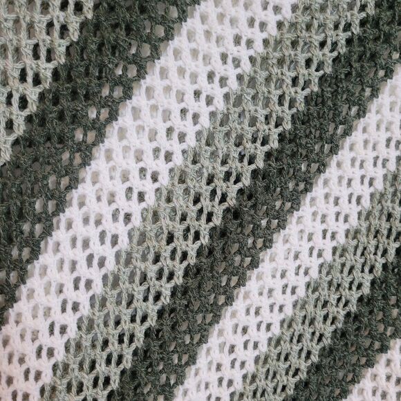 Vintage Boho Crochet Fringe Poncho One Size S-L Green Stripes Western USA Made - Picture 5 of 10